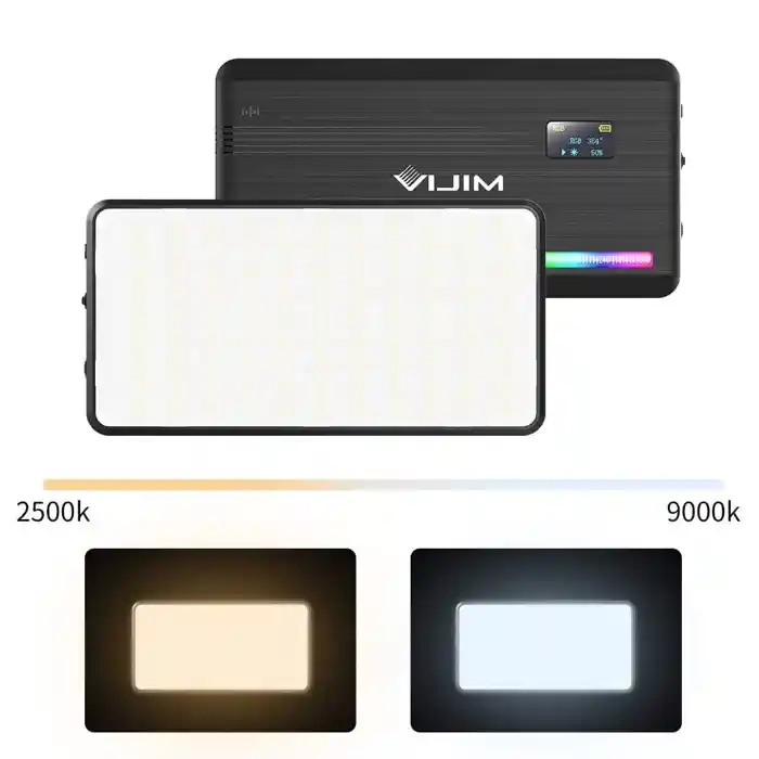 Ulanzi VIJIM VL196 RGB LED Video Light with Adjustable Stand, 2500K-9000K Full Color 20 Lighting Effect Modes Ultra Bright Lighting with Soft Light Board and Honeycomb Frame